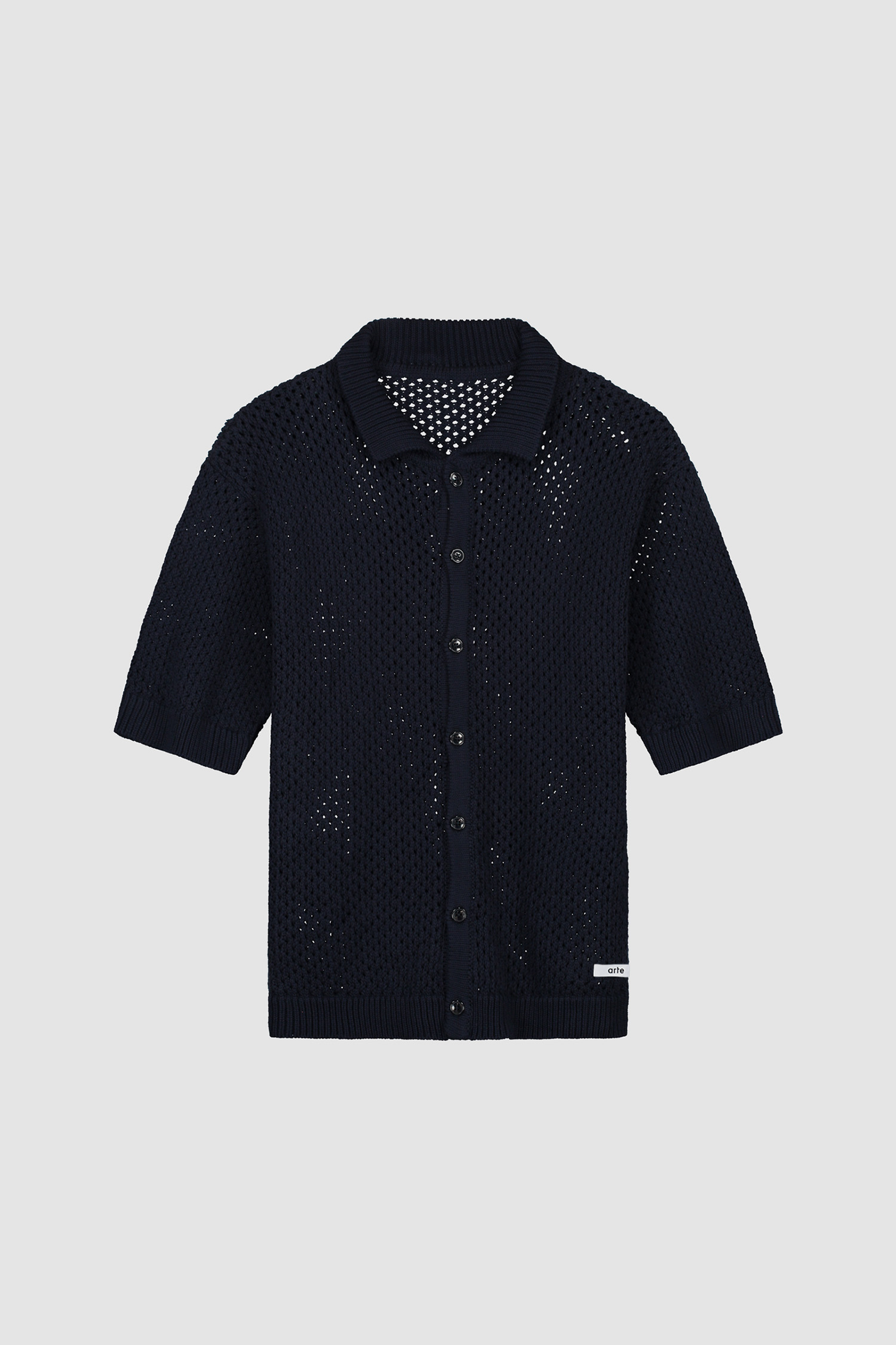 Crochet Knit Button Shirt - Navy