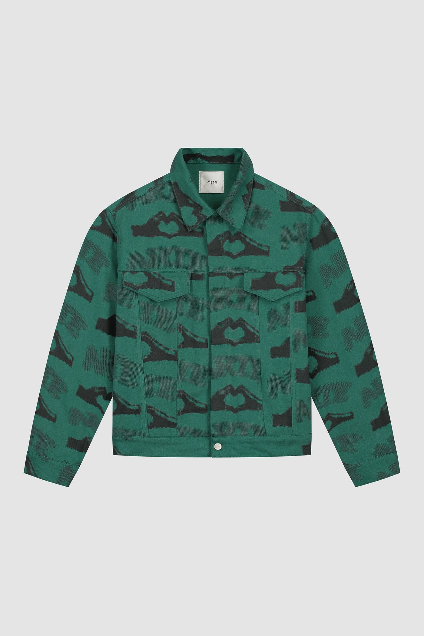 Heart Printed Jacket - Green