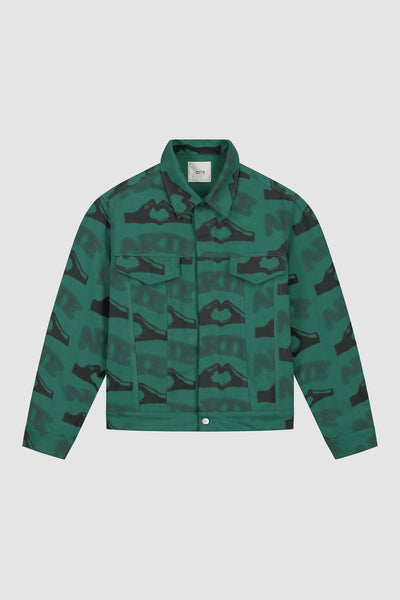 Heart Printed Jacket - Green