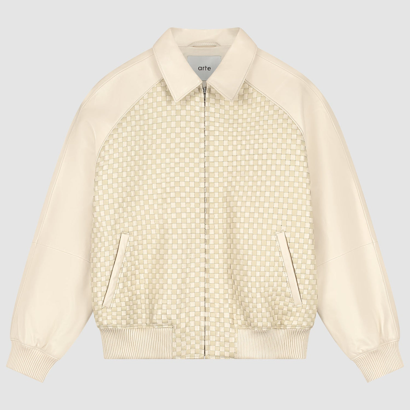 Square Leather Jacket - Cream