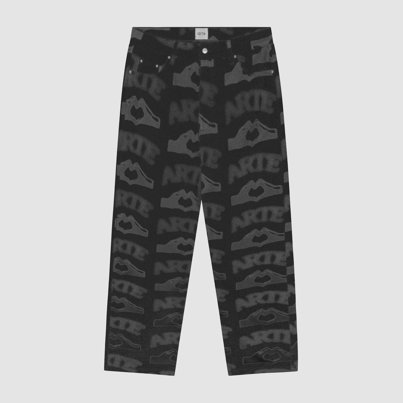 Heart Printed Pants - Black