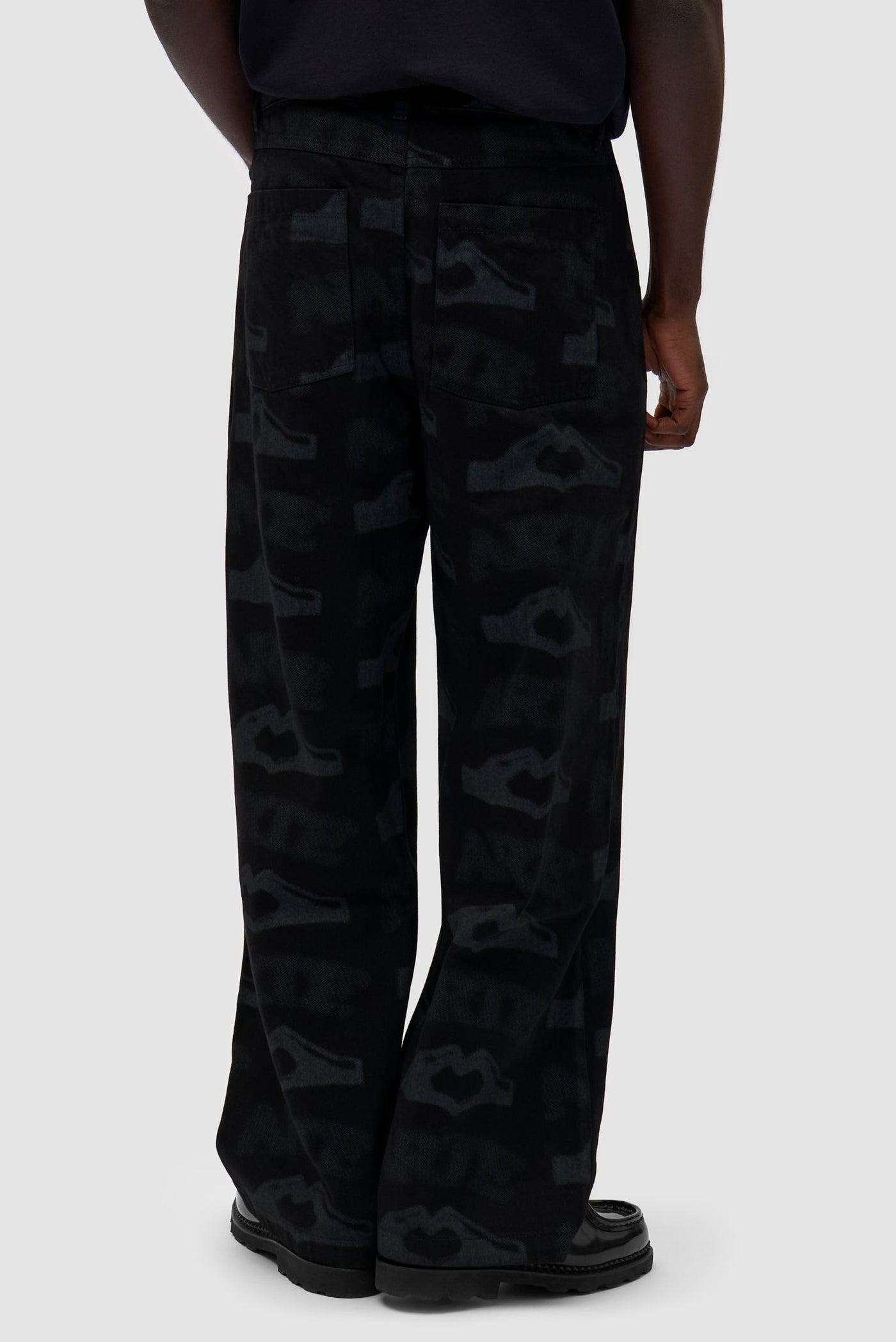 Heart Printed Pants - Black