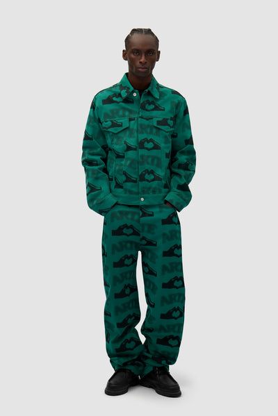 Heart Printed Pants - Green