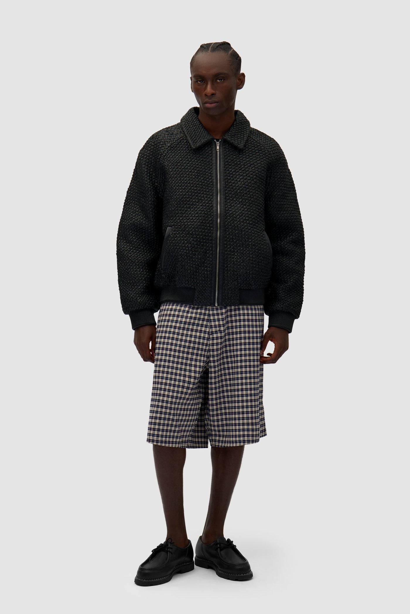 Leather Braided Jacket - Black