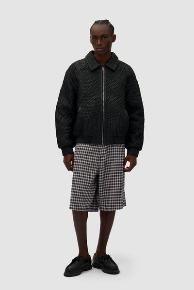 Leather Braided Jacket - Black