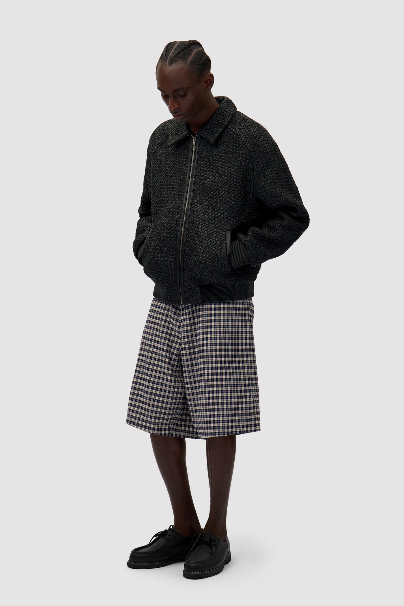 Leather Braided Jacket - Black