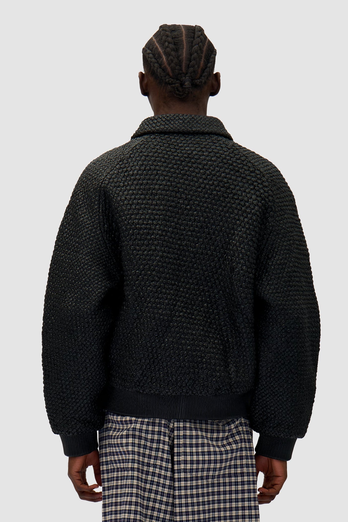 Leather Braided Jacket - Black