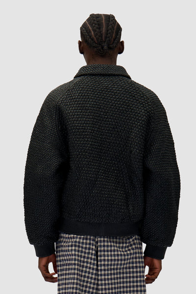 Leather Braided Jacket - Black