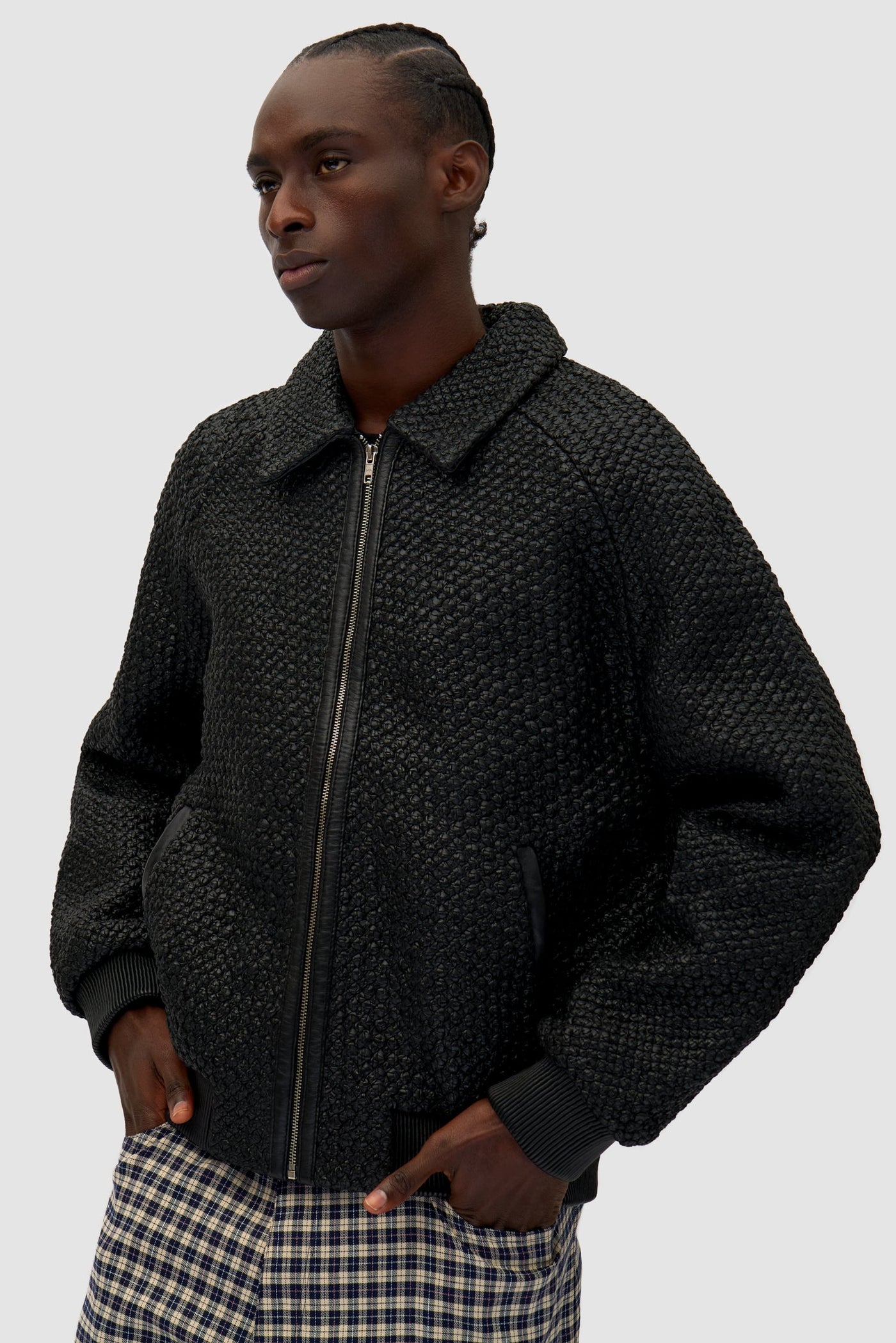 Leather Braided Jacket - Black