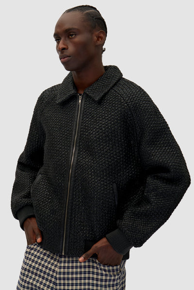 Leather Braided Jacket - Black