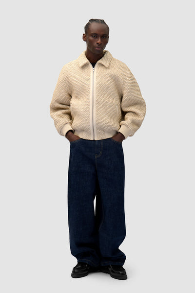 Leather Braided Jacket - Cream