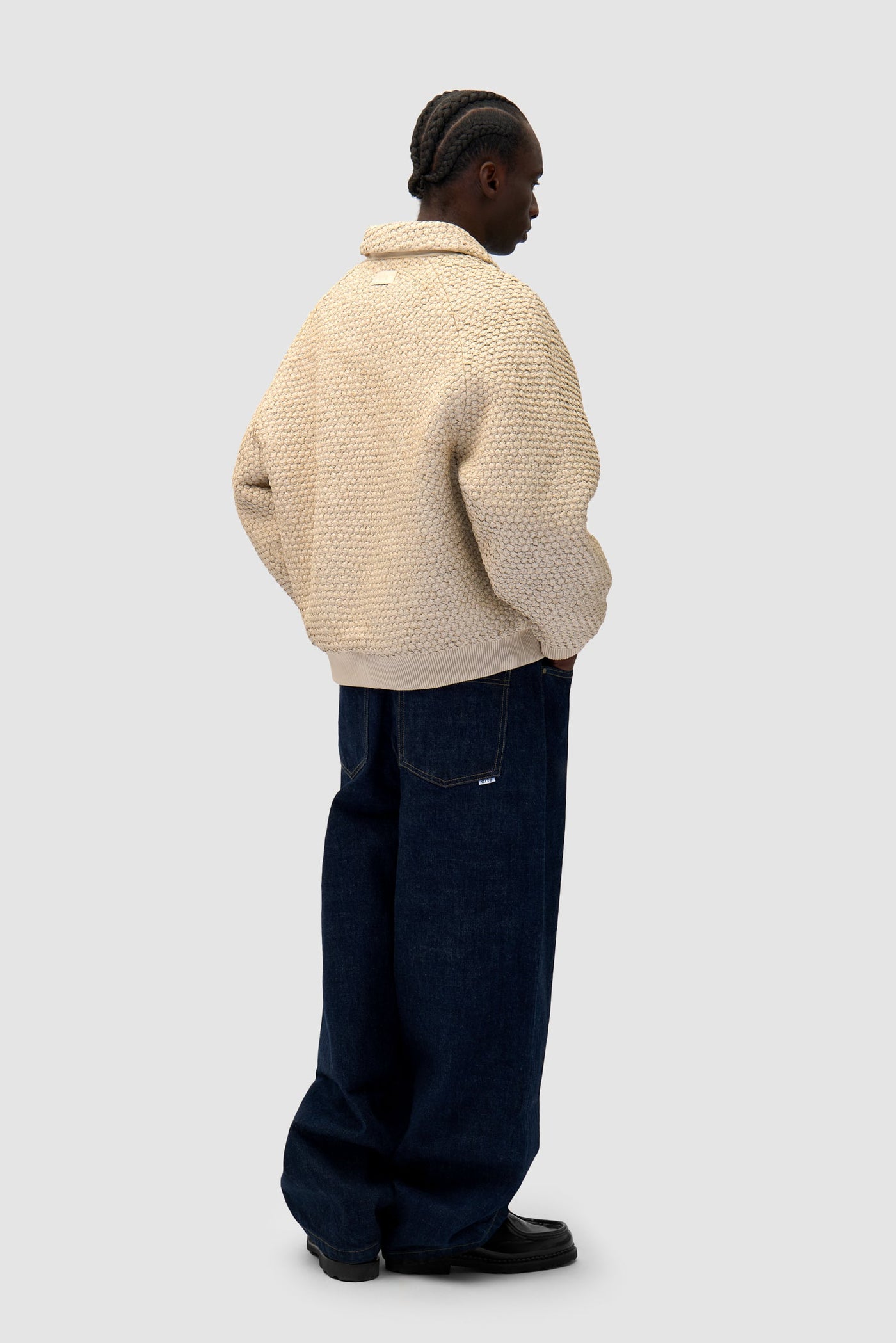 Leather Braided Jacket - Cream