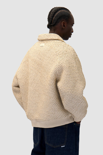 Leather Braided Jacket - Cream