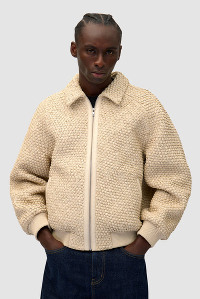 Leather Braided Jacket - Cream