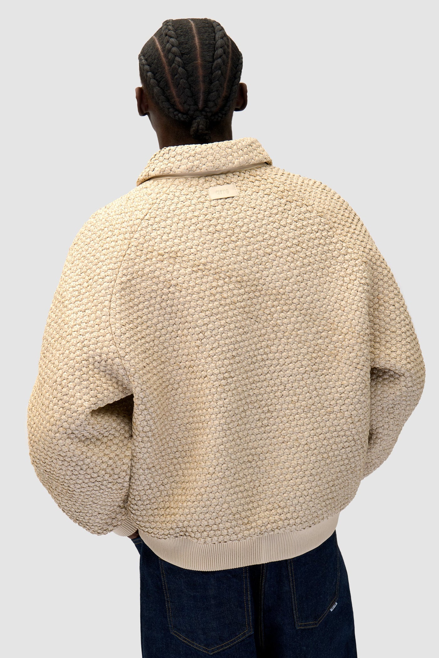 Leather Braided Jacket - Cream