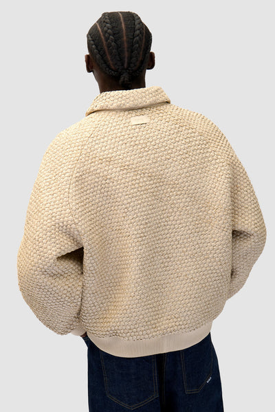 Leather Braided Jacket - Cream