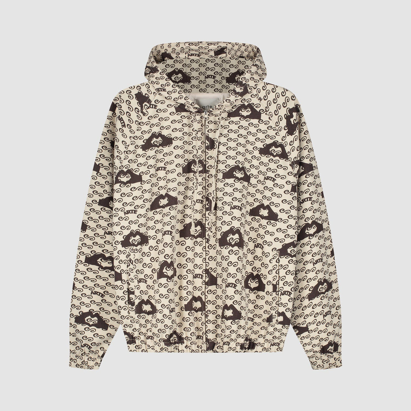 Hand Heart Print Jacket - Cream/Brown