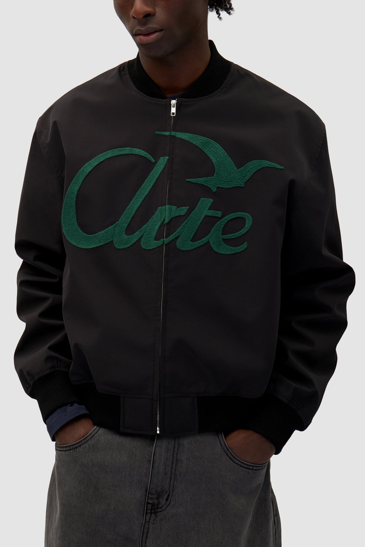 Logo Bird Bomber Jacket - Black