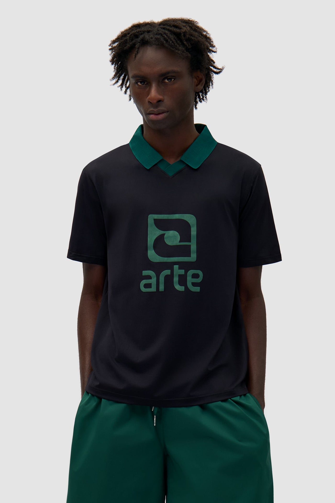 Logo Collar T-shirt - Black/Green