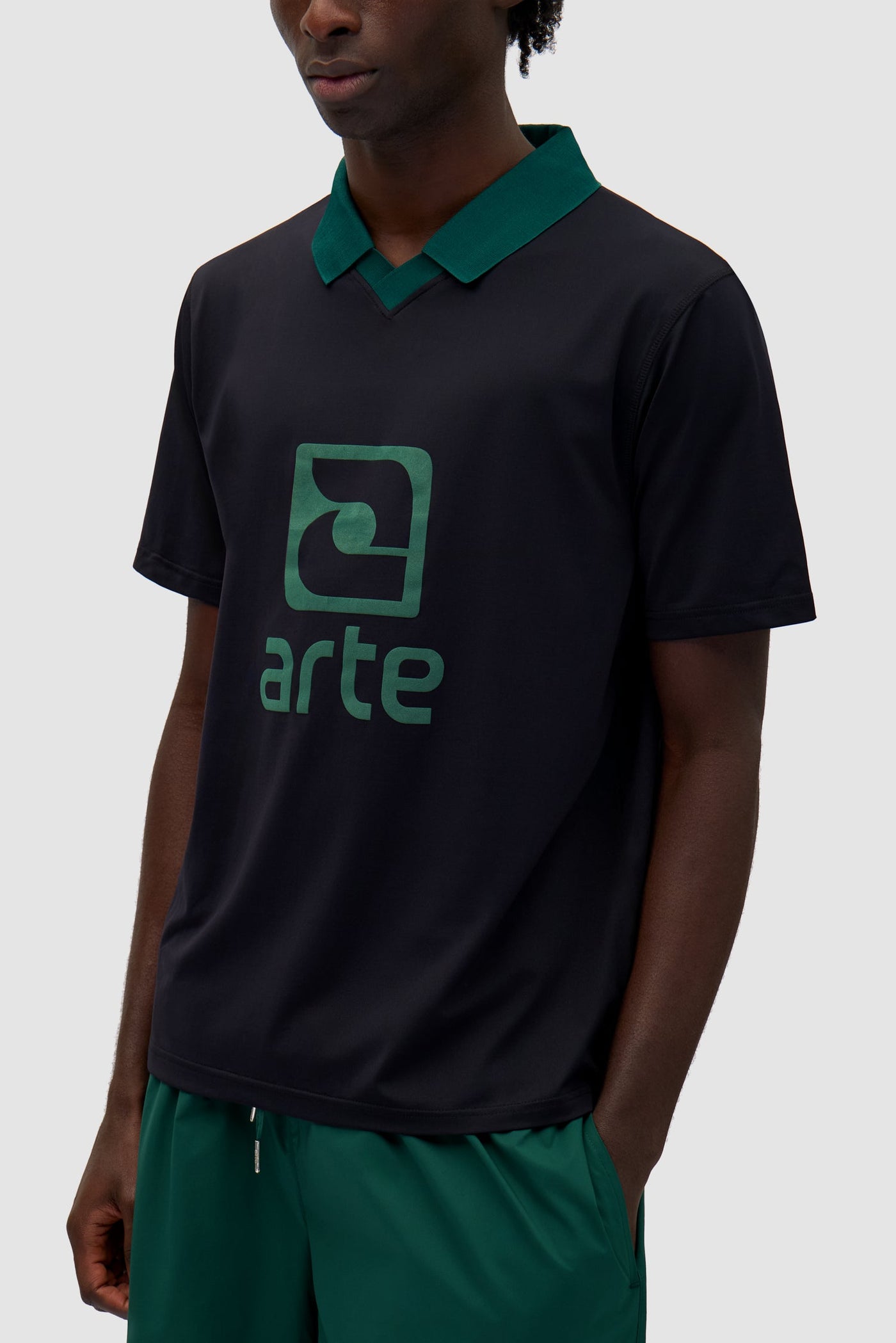 Logo Collar T-shirt - Black/Green