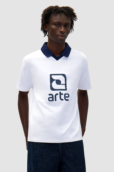 Logo Collar T-shirt - White/Navy