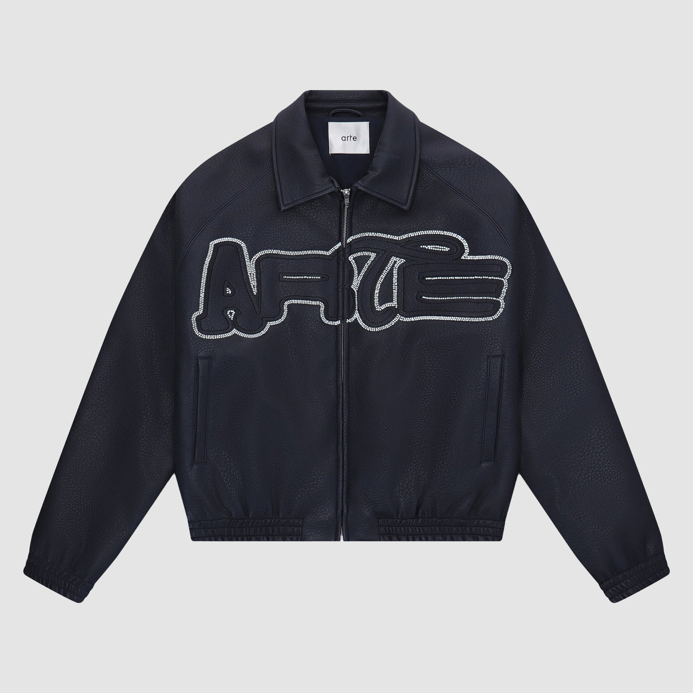 Big Logo Leather Jacket - Navy