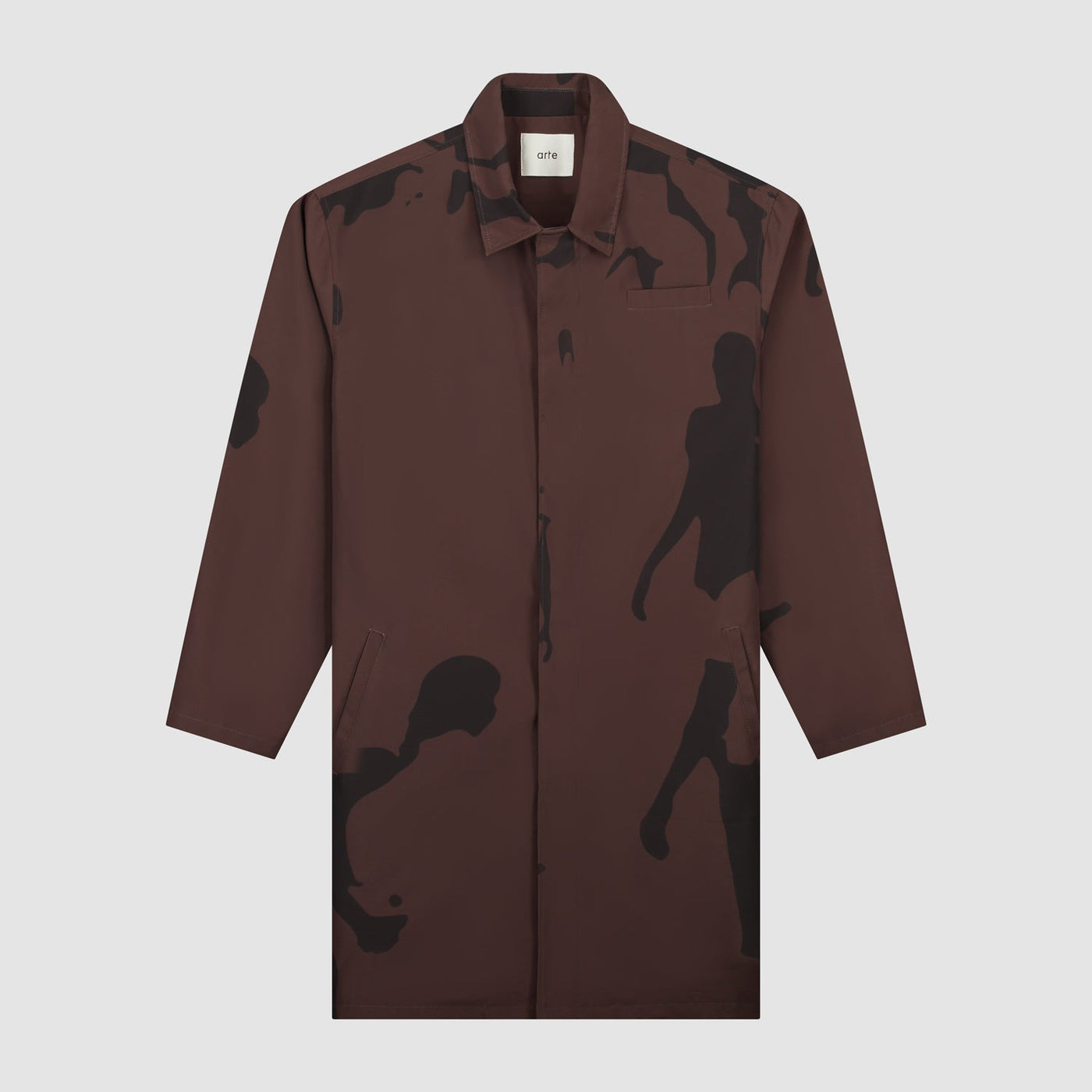 Printed People Brown Coat - Brown/Black