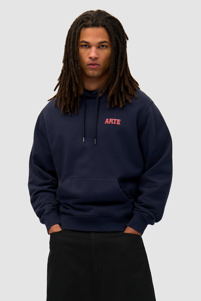 Mural Back Print Hoodie - Navy