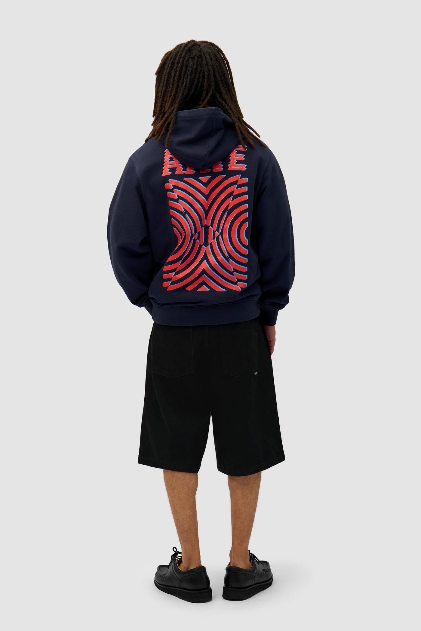 Mural Back Print Hoodie - Navy