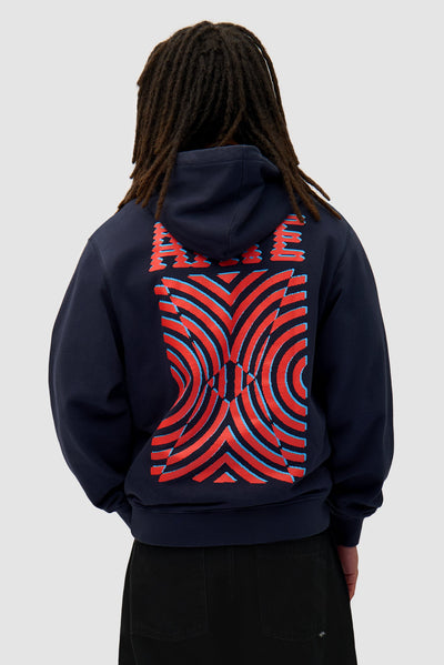 Mural Back Print Hoodie - Navy