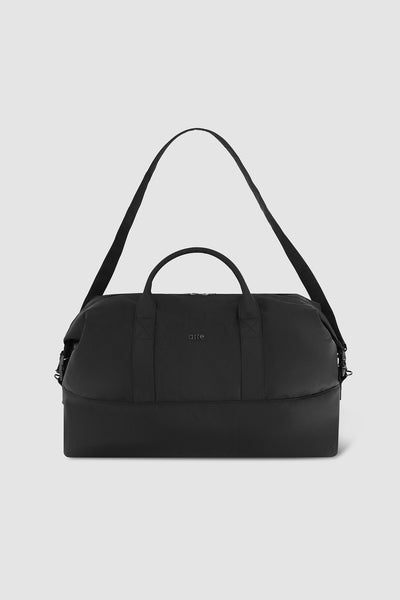 Real Leather Duffle Bag - Black
