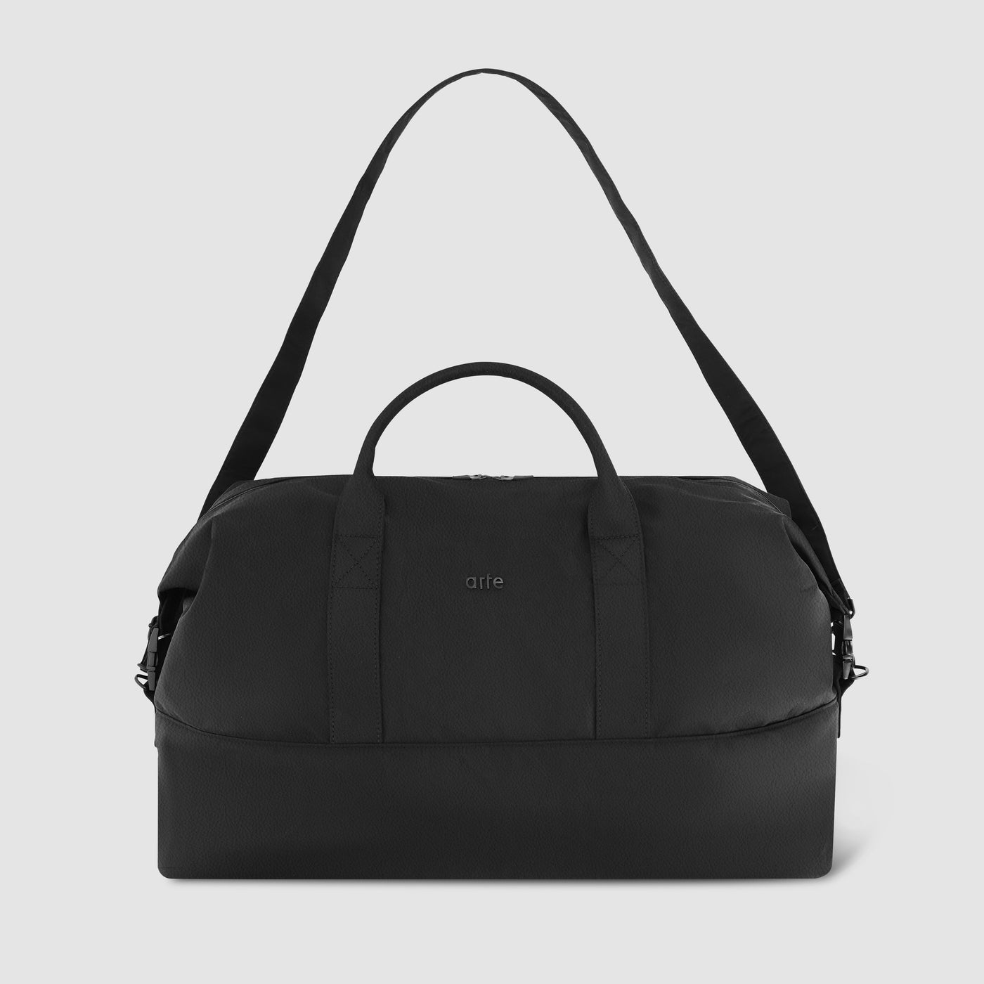 Real Leather Duffle Bag - Black