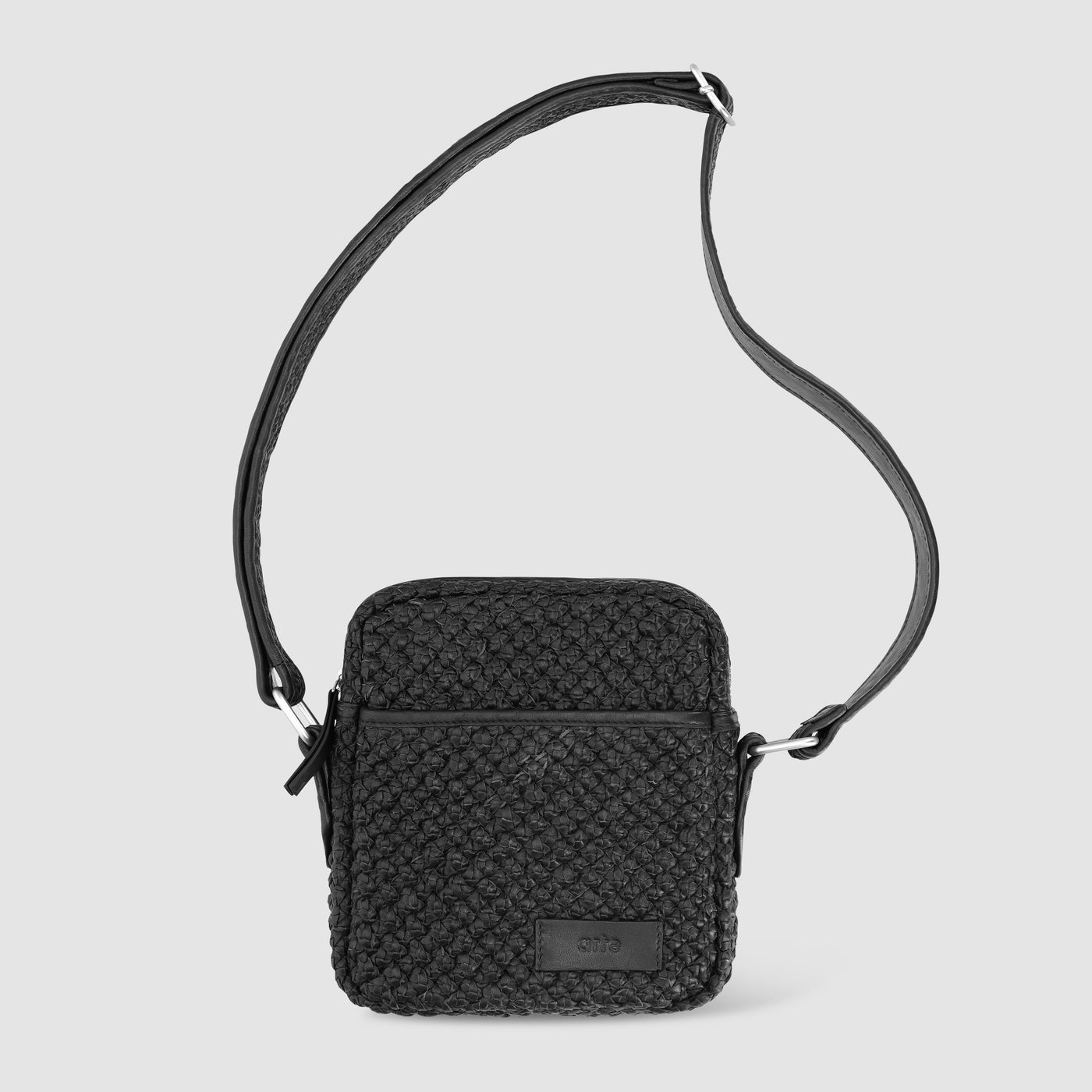 Small Braided Leather Bag - Black
