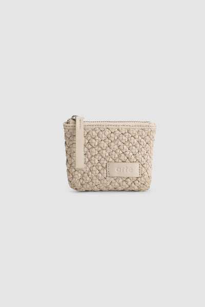 Braided Leather Wallet - Cream