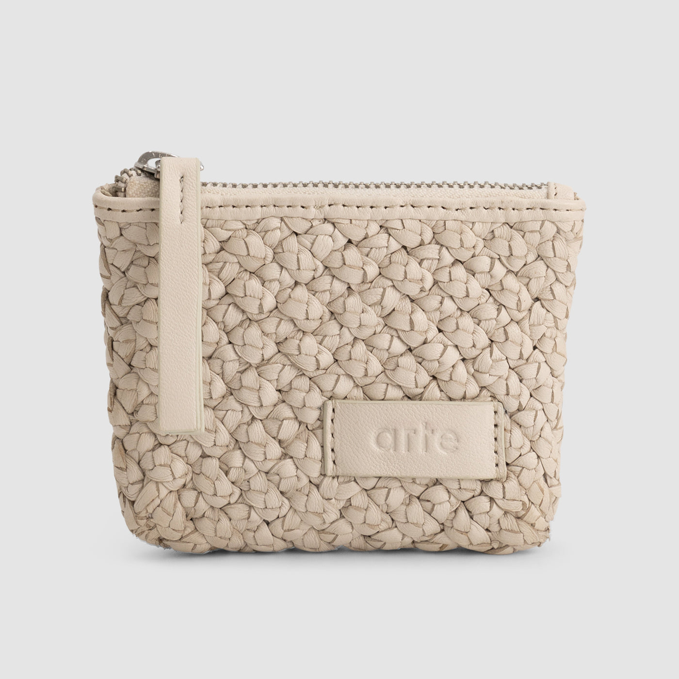 Braided Leather Wallet - Cream