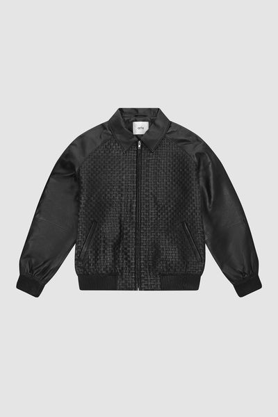 Square Leather Jacket - Black