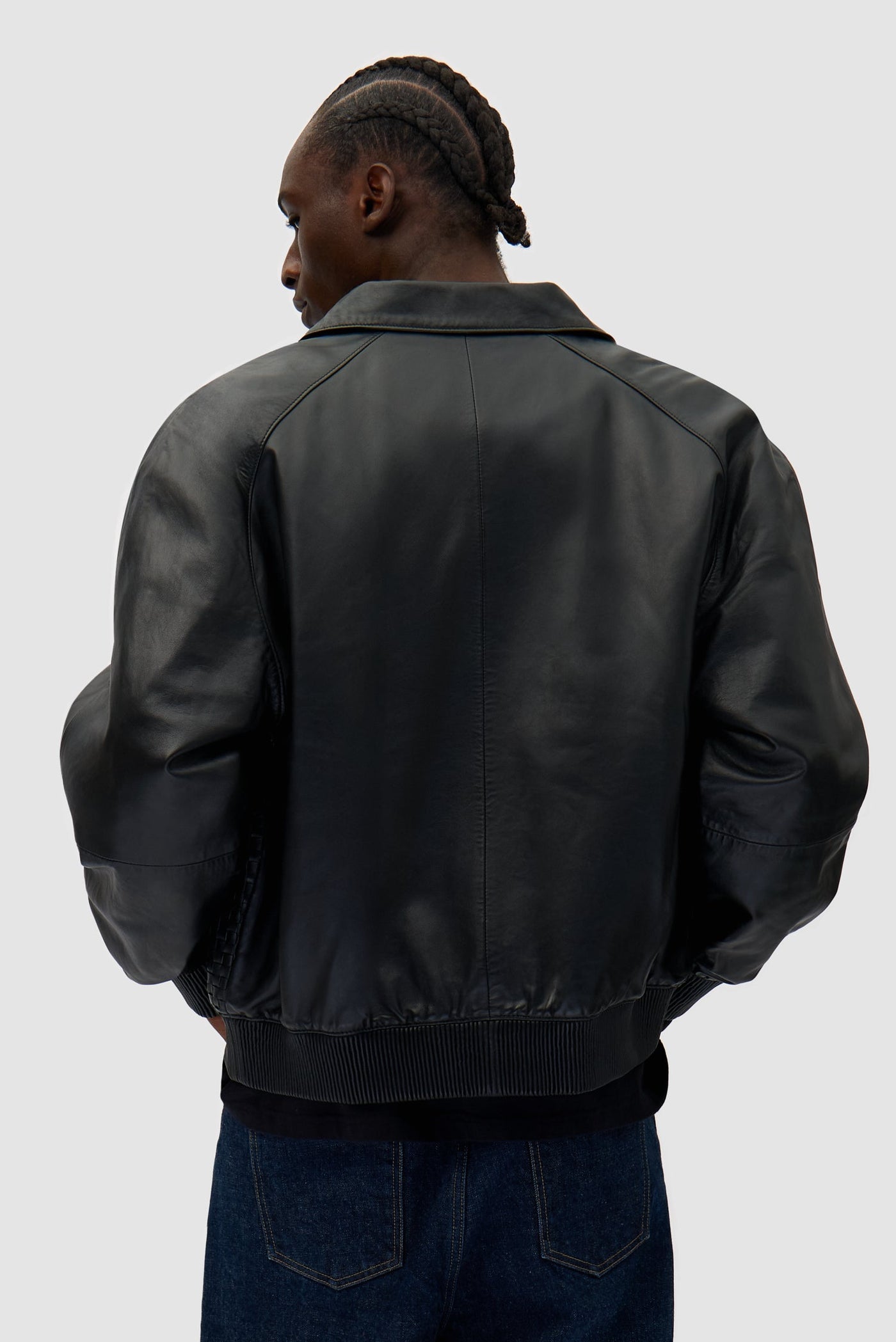 Square Leather Jacket - Black