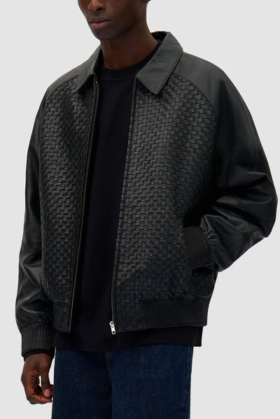 Square Leather Jacket - Black