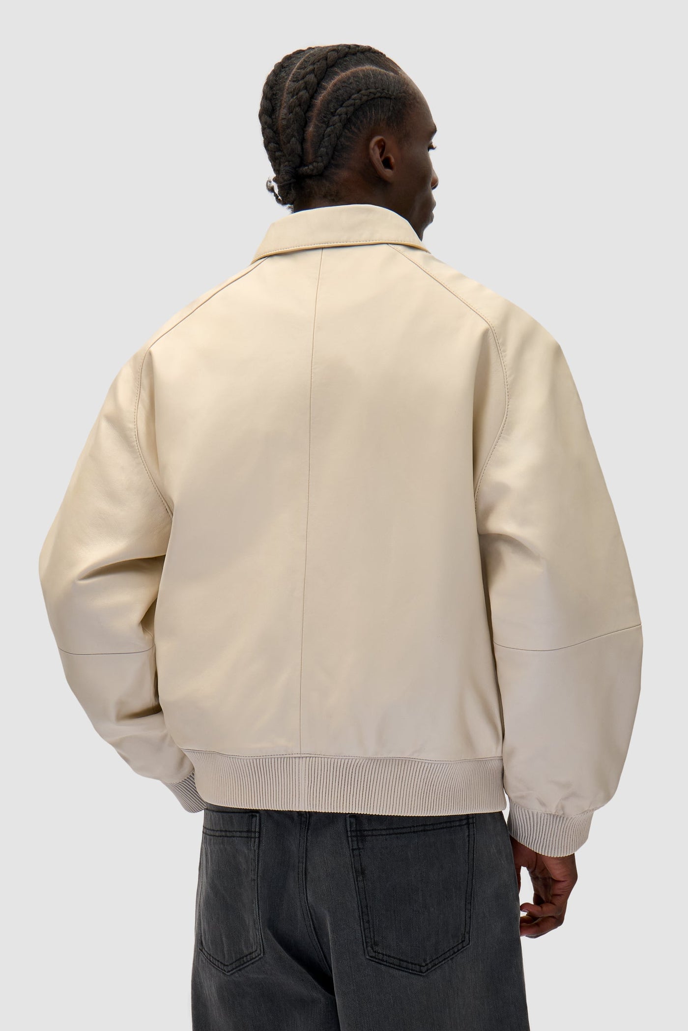 Square Leather Jacket - Cream