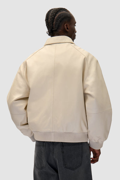 Square Leather Jacket - Cream