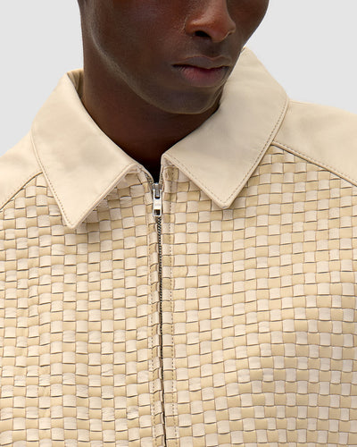 Square Leather Jacket - Cream