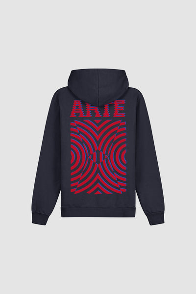 Mural Back Print Hoodie - Navy