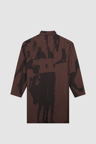 Printed People Brown Coat - Brown/Black