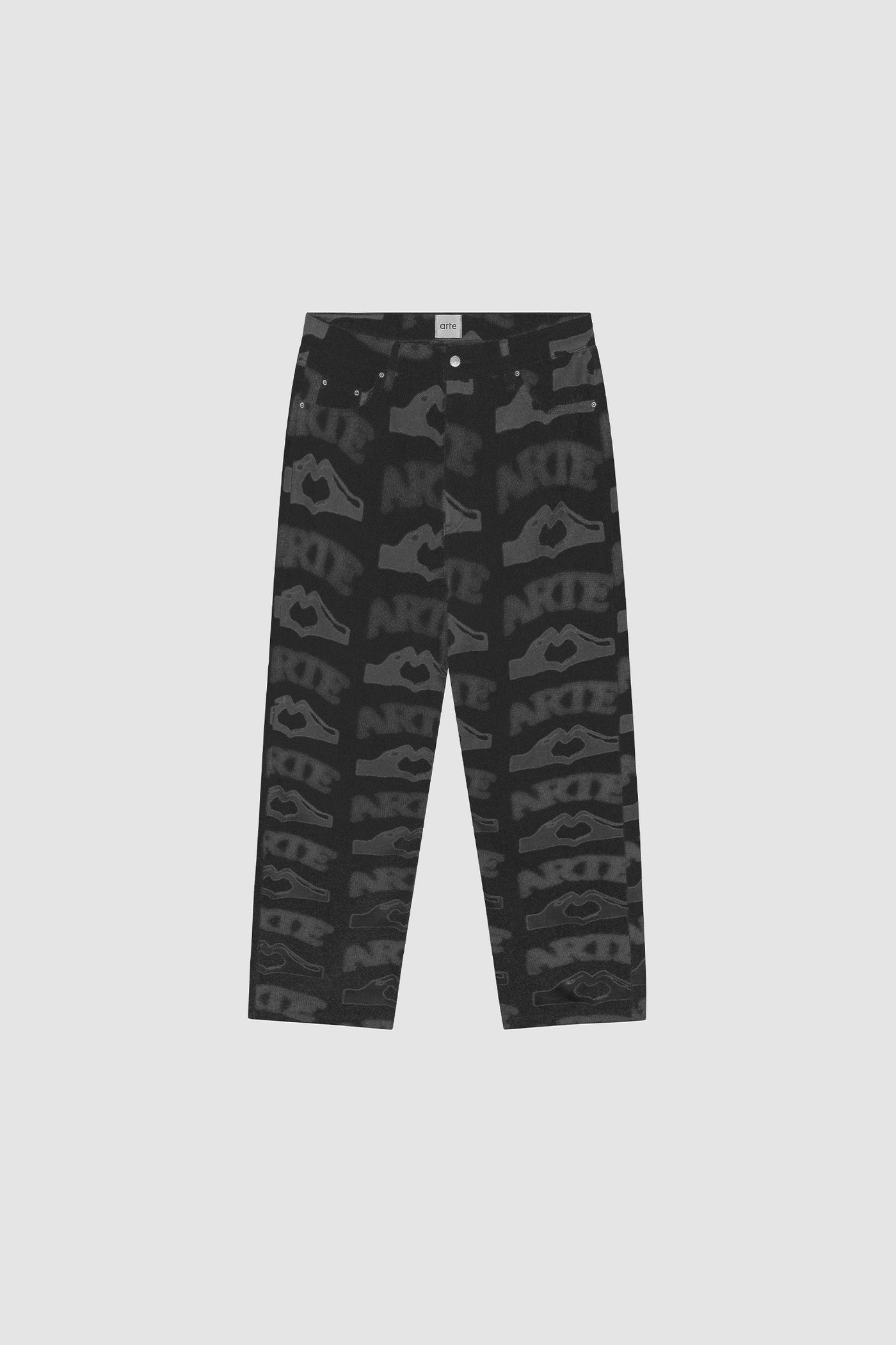 Heart Printed Pants - Black