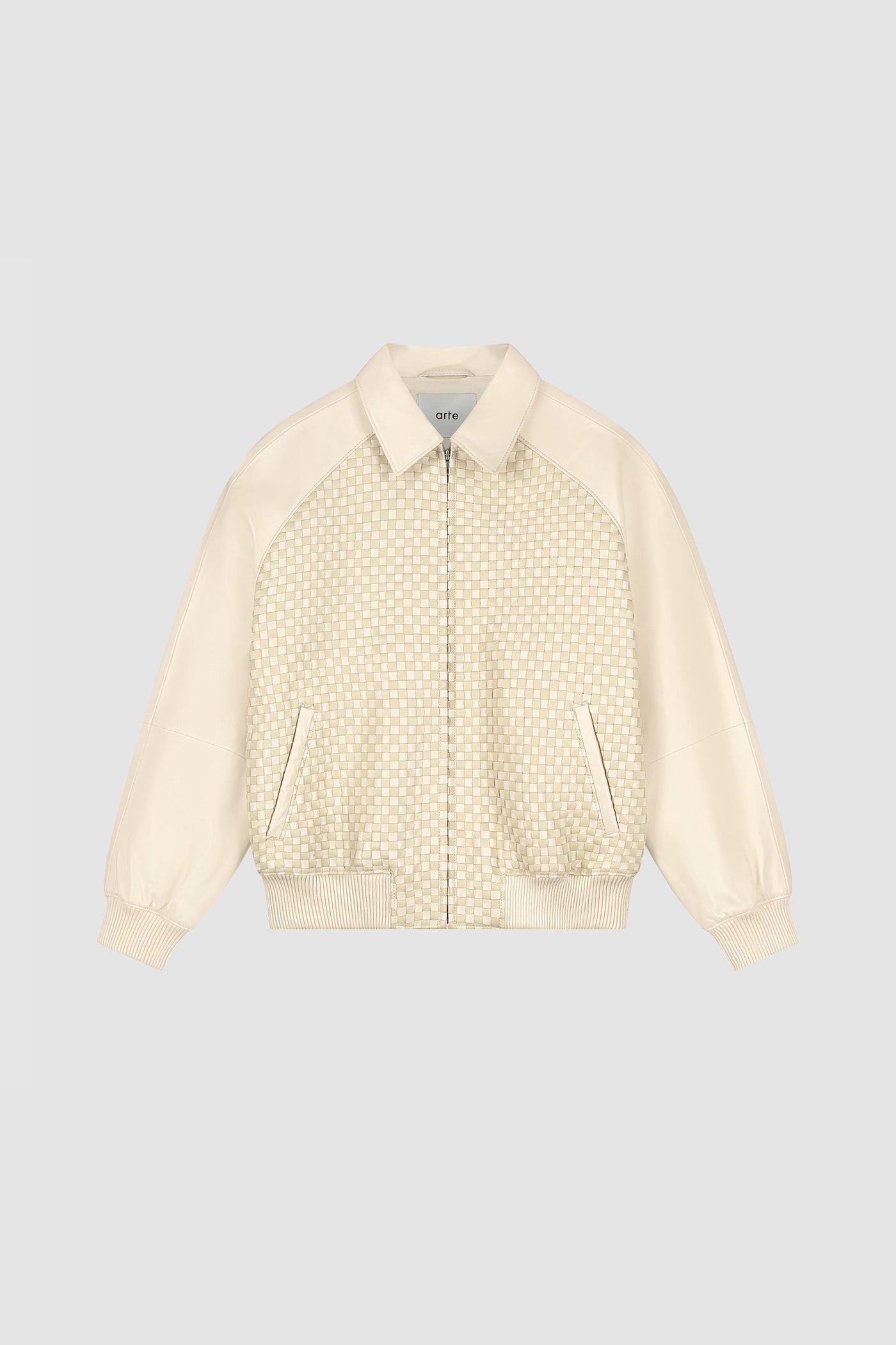 Square Leather Jacket - Cream