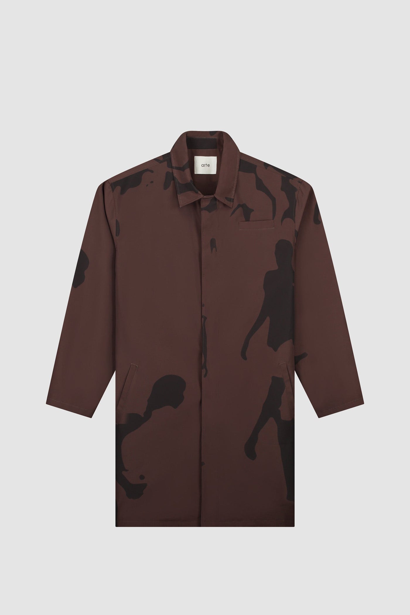 Printed People Brown Coat - Brown/Black