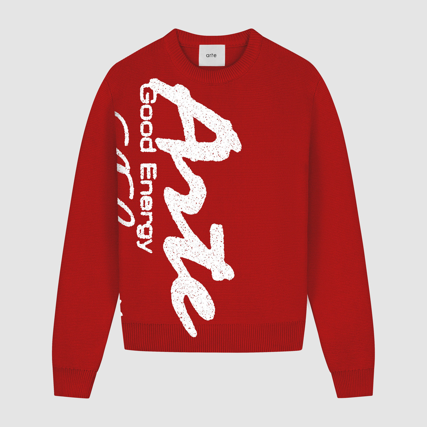 Big Print Knit Sweater - Red