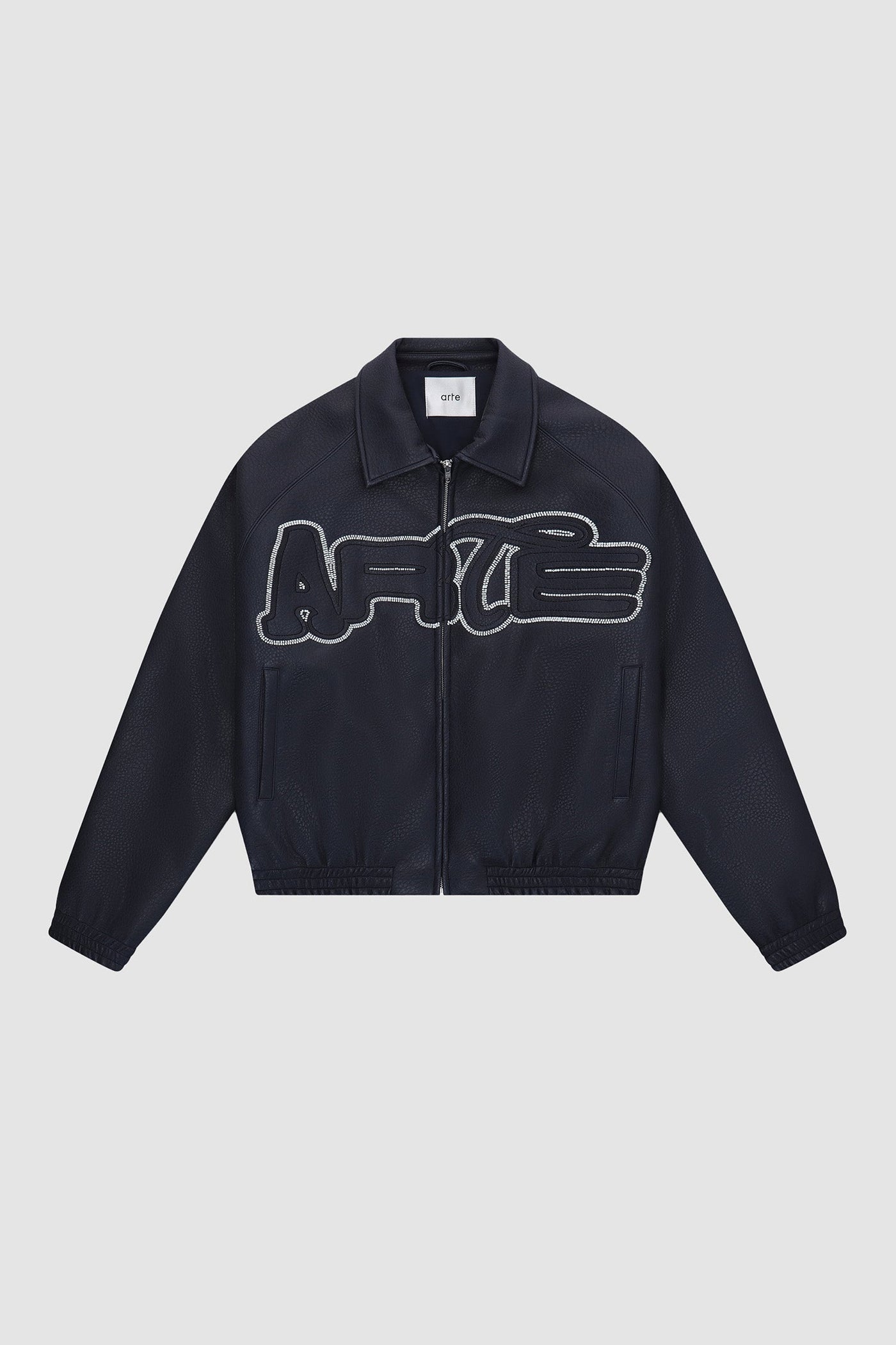Big Logo Leather Jacket - Navy