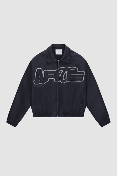 Big Logo Leather Jacket - Navy