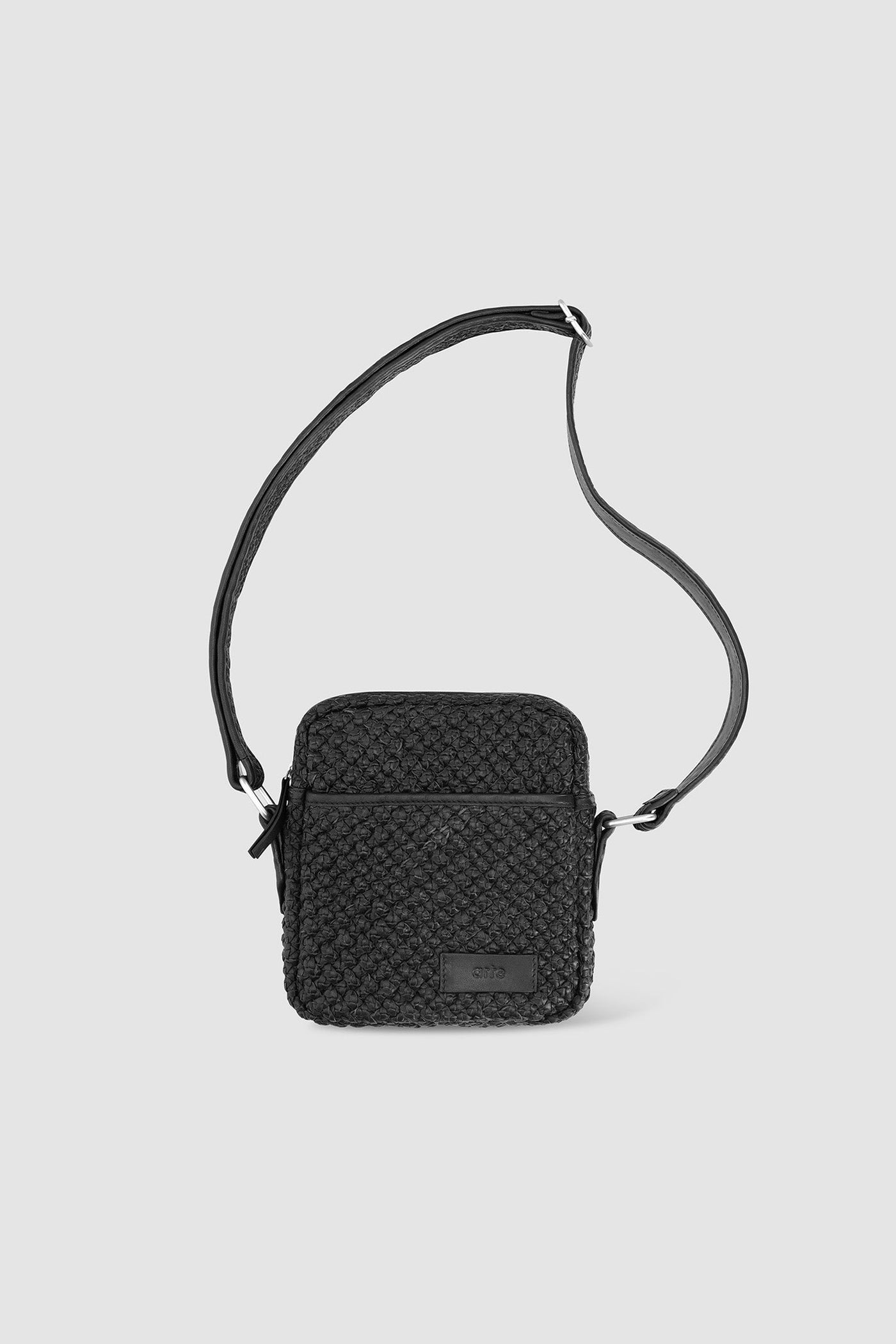 Small Braided Leather Bag - Black